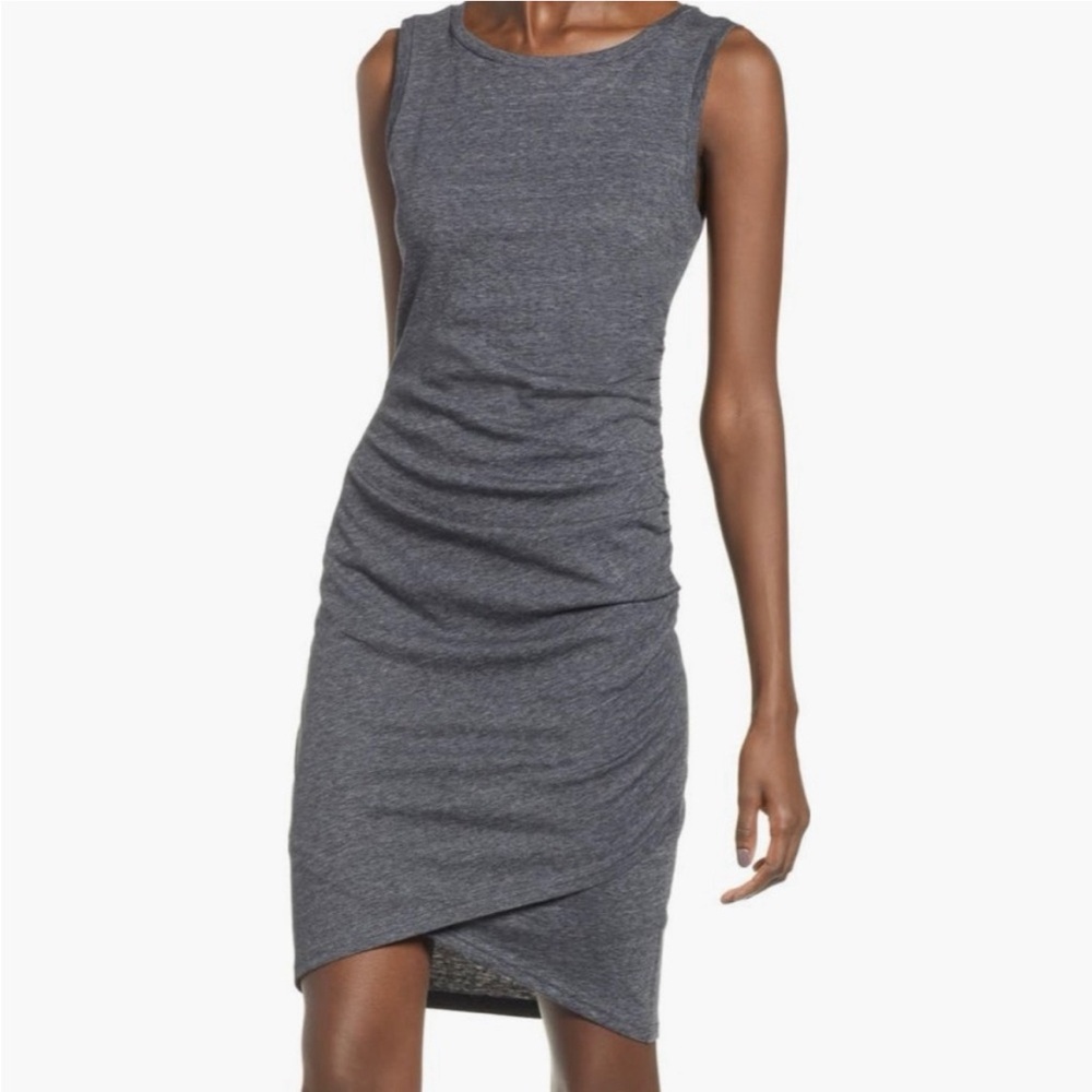 Leith Black Bodycon Ruched Jersey Dress - Small